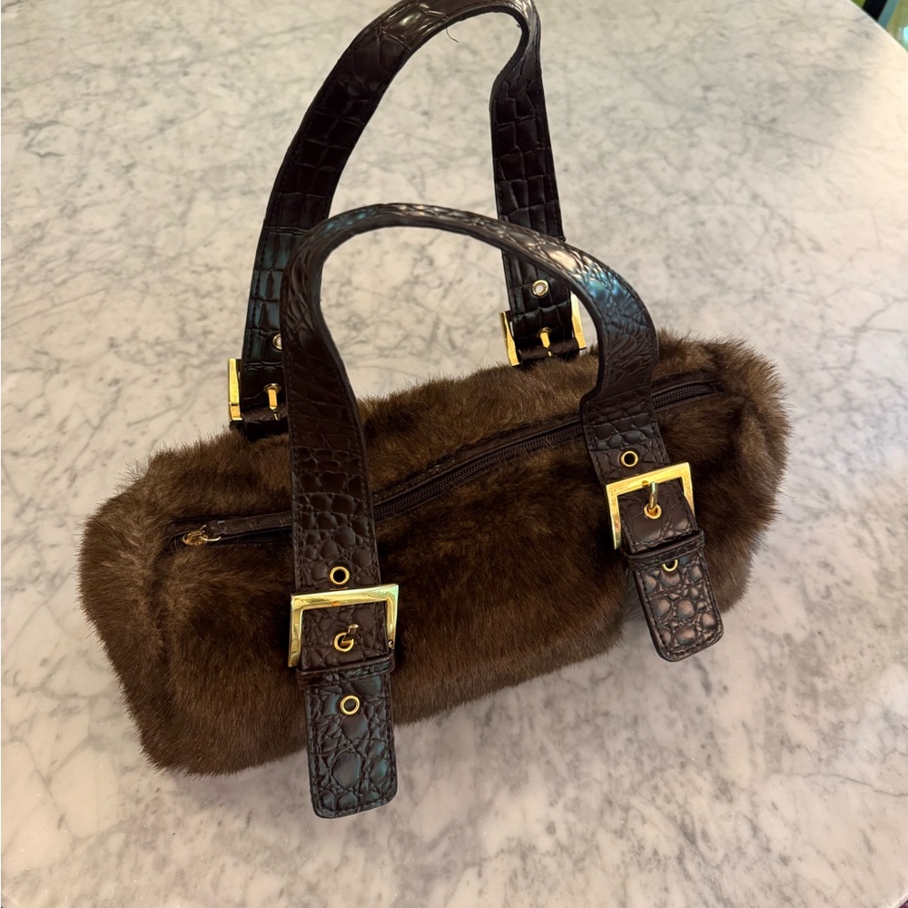 Pritzi Brown Faux Fur Handbag Women